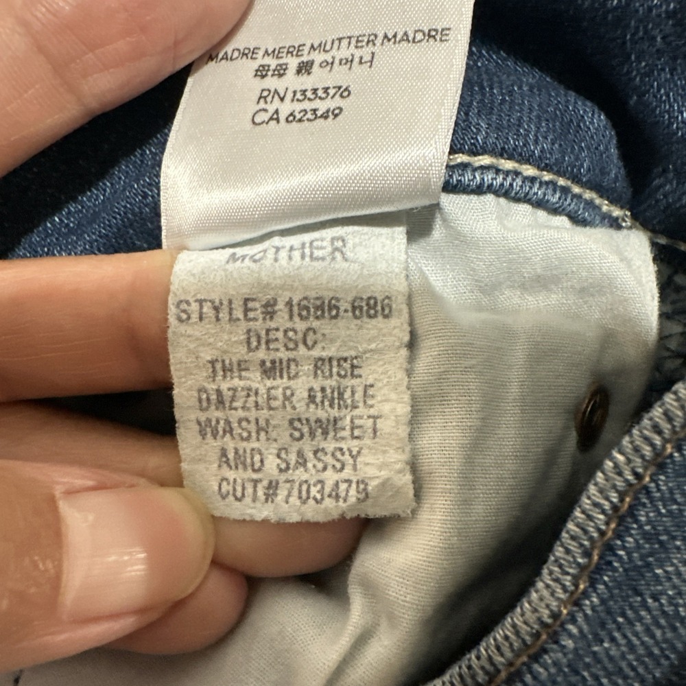MOTHER The Mid Rise Dazzler Ankle Jeans Sweet & Sassy Wash Size 26 - Picture 6 of 10